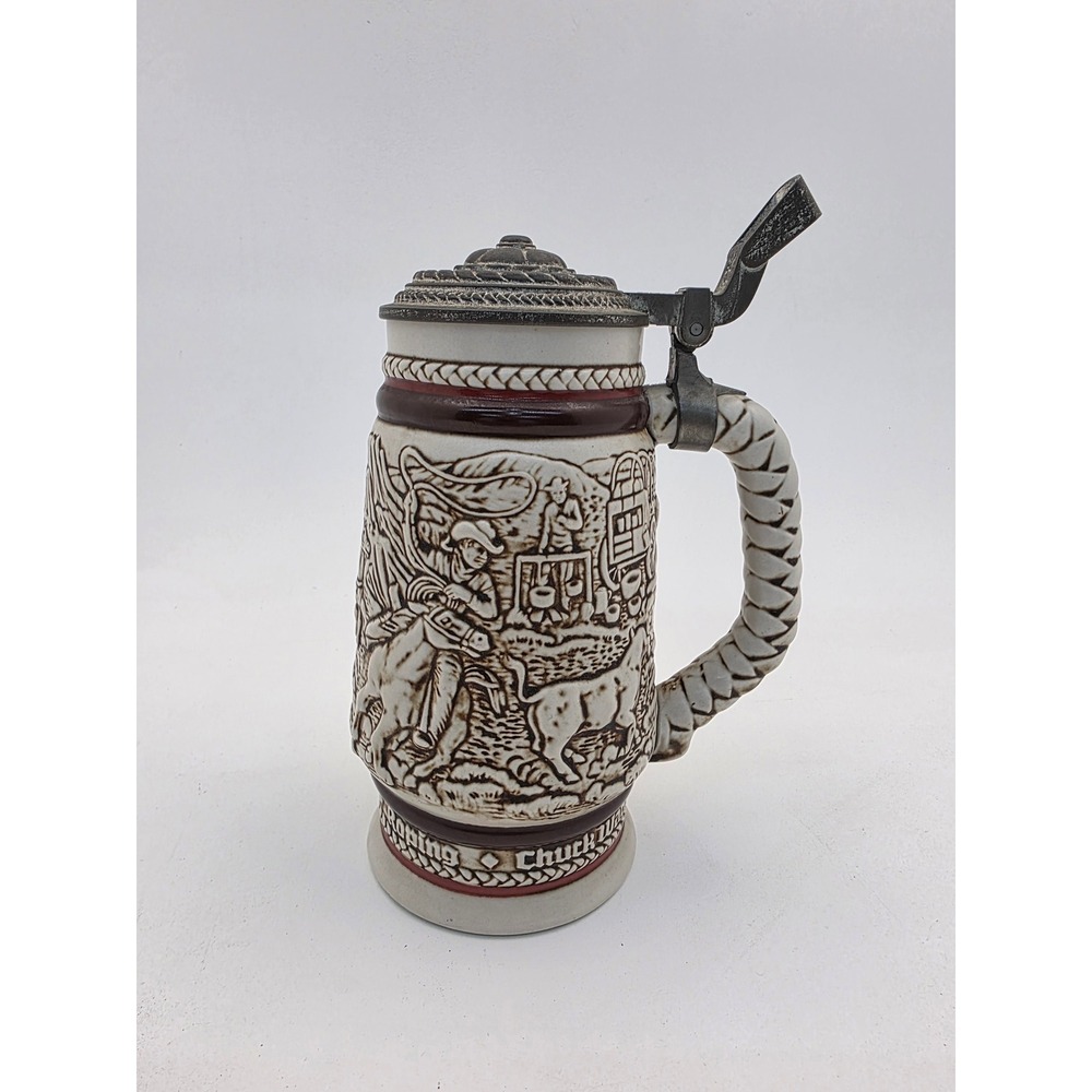 Vintage 1980 Avon Western Heritage Beer Stein Lidded Ceramic Brazil 358058 - Picture 3 of 6